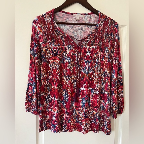 Established 1962 Brand Multi Color Rayon Blouse women’s Size Medium - Picture 1 of 14